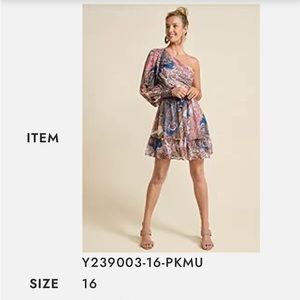 Adorable one shoulder baring dress. Pretty colors.. soft, light material